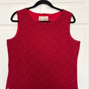 Stylish Red Lace Sleeveless Blouse